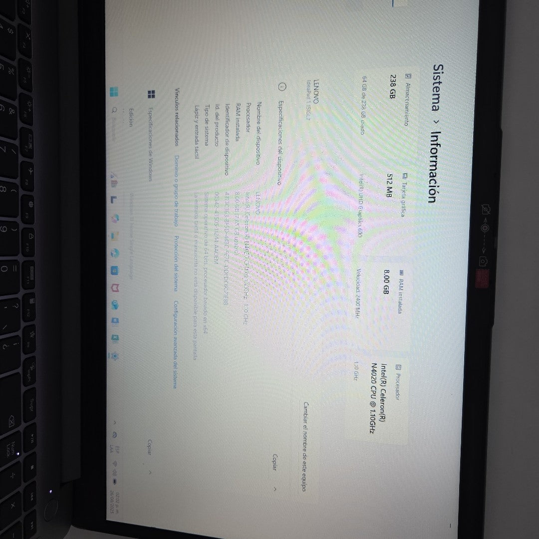 LAPTOP LENOVO IDEAPAD 1 15IGL7 (2024) 256 GB SSD 8 GB RAM (SEMINUEVO)
