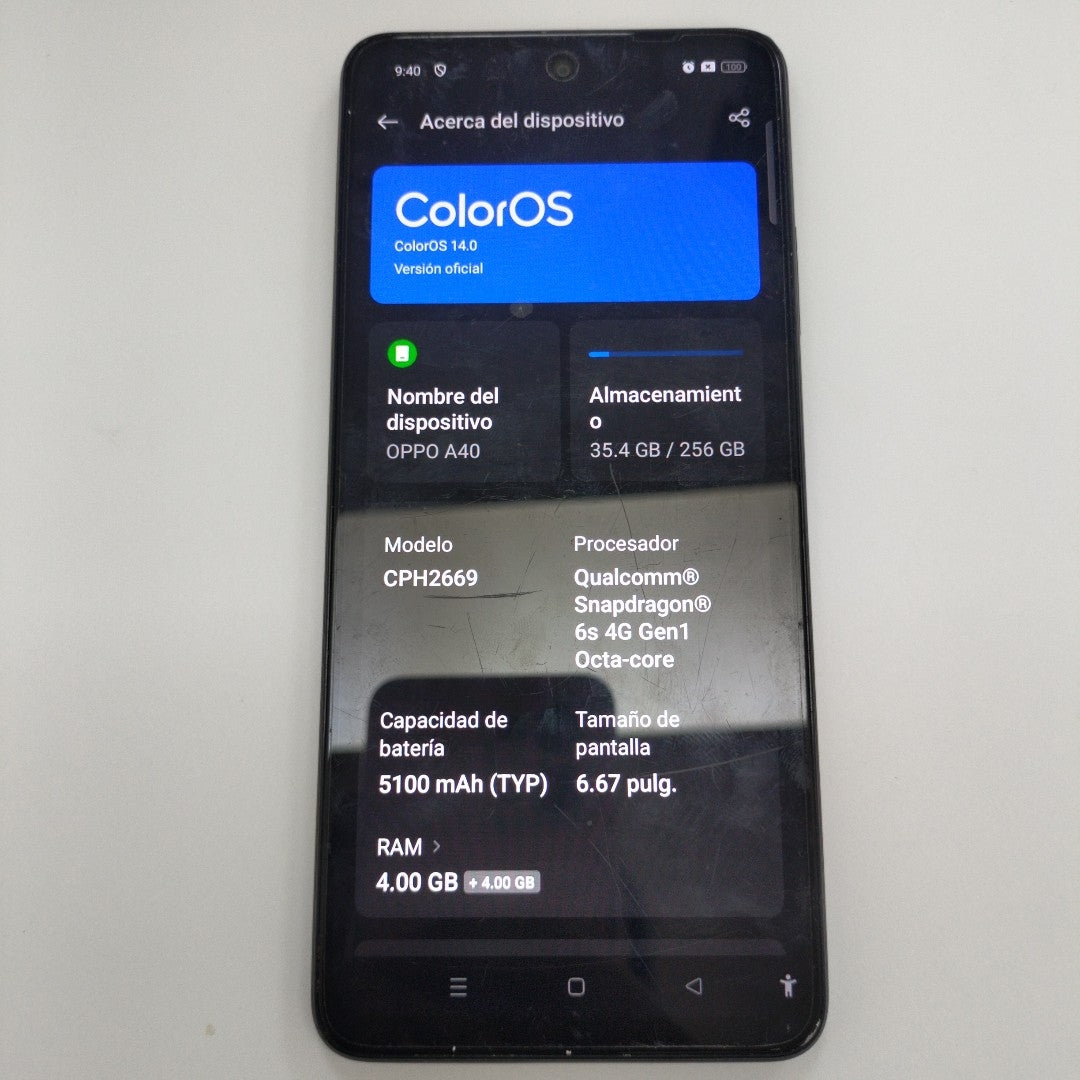 CELULAR OPPO  A40 CPH2669 (2024) 256 GB 4 GB RAM (SEMINUEVO)