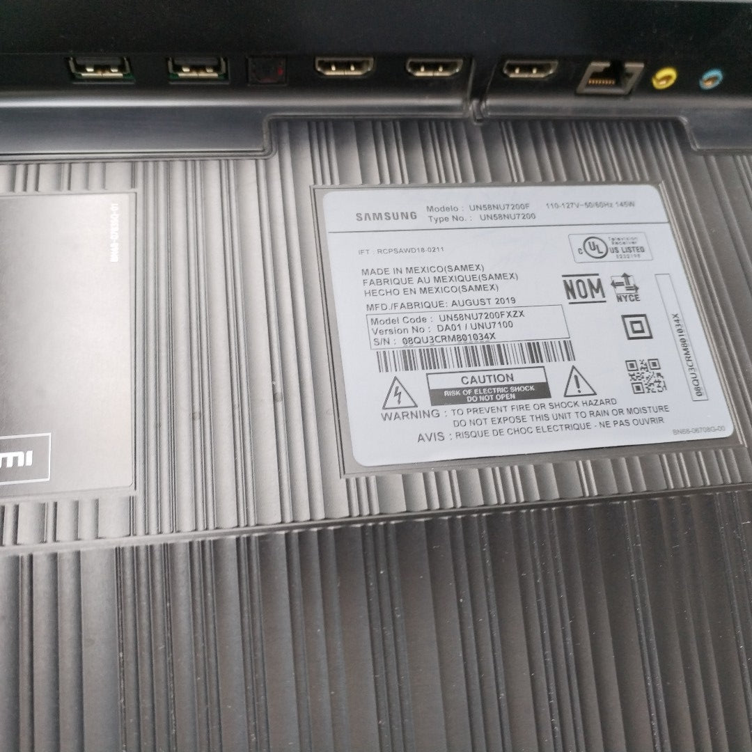 PANTALLA SAMSUNG UN58NU7200F (2019) 58" LED 4K (SEMINUEVO)