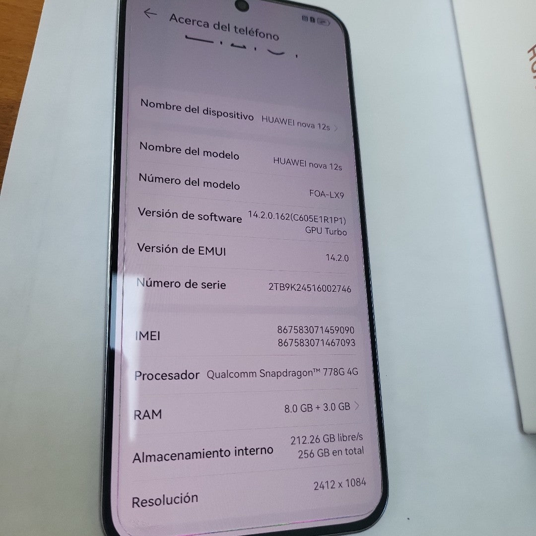 CELULAR HUAWEI NOVA 12S FOA-LX9 (2024) 256 GB 8 GB RAM (SEMINUEVO)