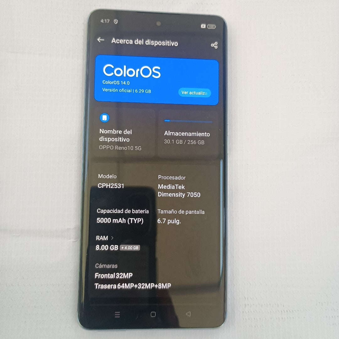 CELULAR OPPO  RENO10 5G CPH2531 (2023) 256 GB 8 GB RAM (SEMINUEVO)