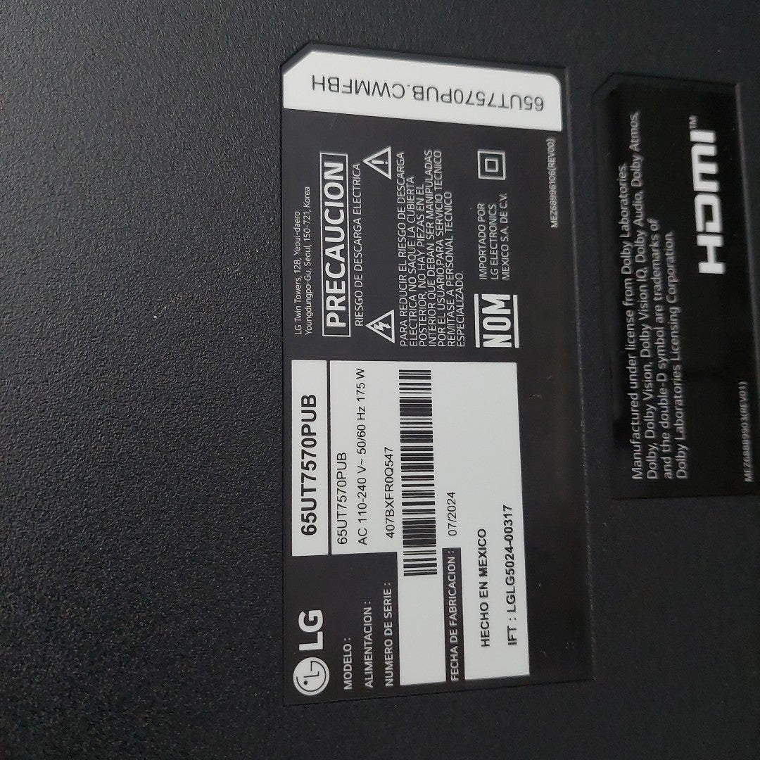 PANTALLA LG 65UT7570PUB (2024) 65" LED UHD 4K (SEMINUEVO)