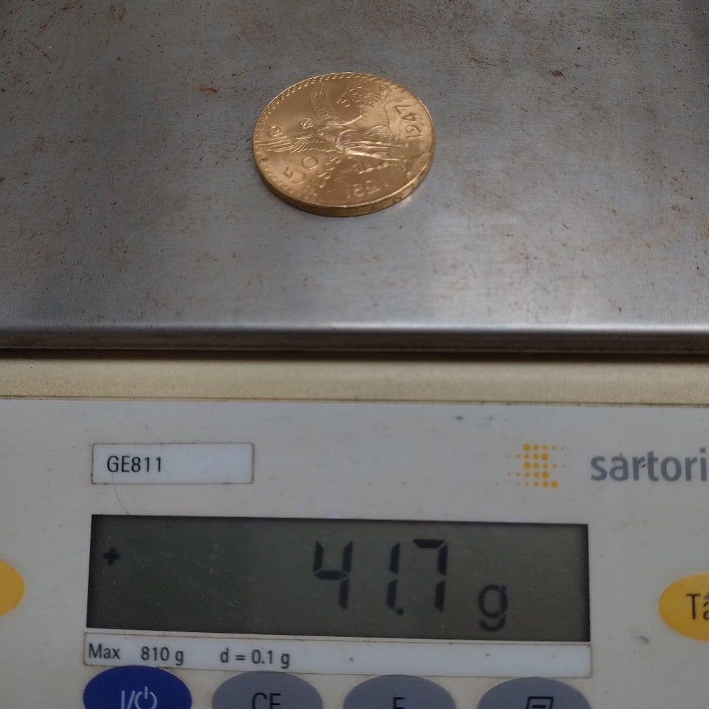 K1 41,60 GRMS - DTO. 0,00 GRMS - 21 K - AVALÚO 76003,20 * IDENTIFICACIÓN MONEDA NOMINATIVA * MONEDAS PESOS 50 PESOS (SEMINUEVO)