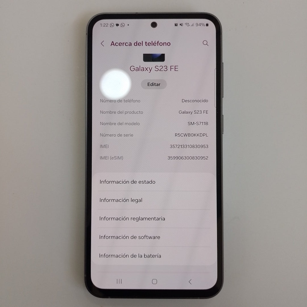 CELULAR SAMSUNG GALAXY S23 FE SM-S711B (2023) 256 GB 8 GB RAM (SEMINUEVO)