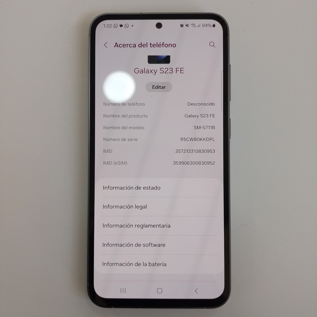CELULAR SAMSUNG GALAXY S23 FE SM-S711B (2023) 256 GB 8 GB RAM (SEMINUEVO)