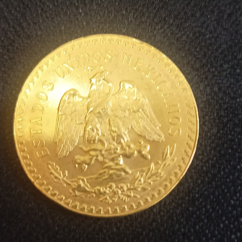 K1 41.66 GRMS - DESC. 0 GRAMOS - 21 K - AVALÚO 77800.05 * * IDENTIFICACIÓN MONEDA NOMINATIVA. * MONEDAS PESOS 50 PE (SEMINUEVO)