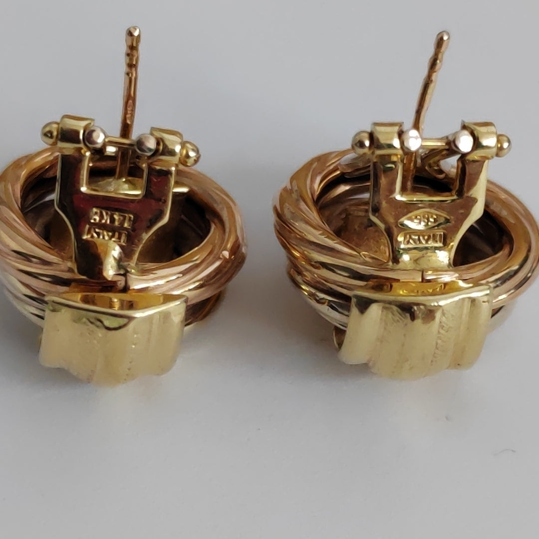 ARETES PAR. ORO COMBINADO. 14 K 6.9 GRMS (SEMINUEVO)