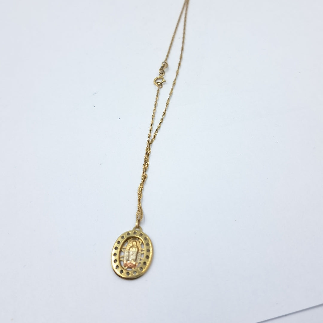 CADENA, MEDALLA RELIGIOSA. ORO. 10 K 1.9 GRMS (SEMINUEVO)