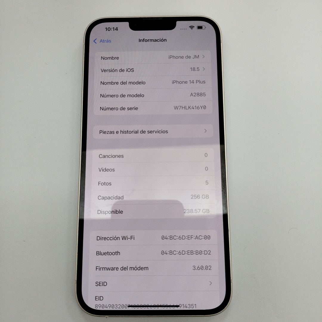 CELULAR APPLE IPHONE 14 PLUS A2885 256 GB 6 GB RAM (SEMINUEVO)