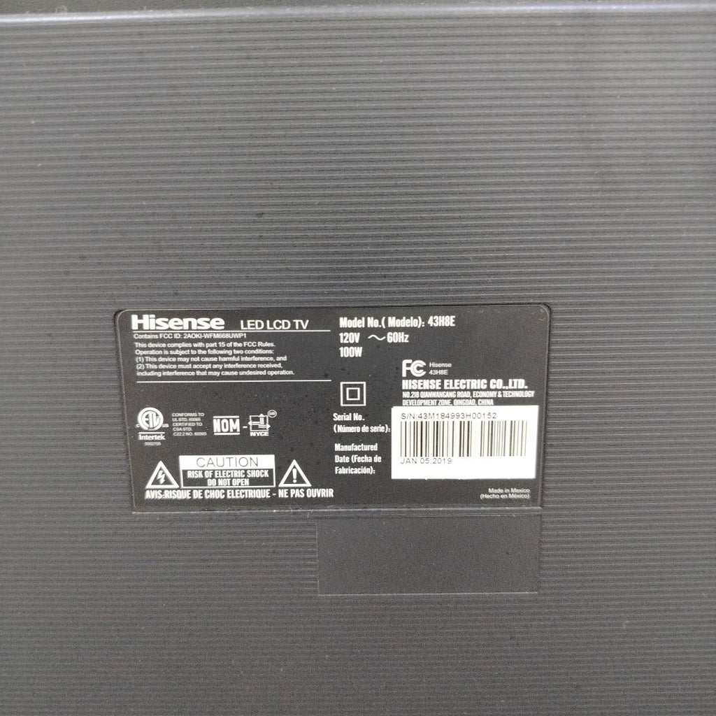 PANTALLA HISENSE 43H8E (2018) 43" LED 4K (SEMINUEVO)