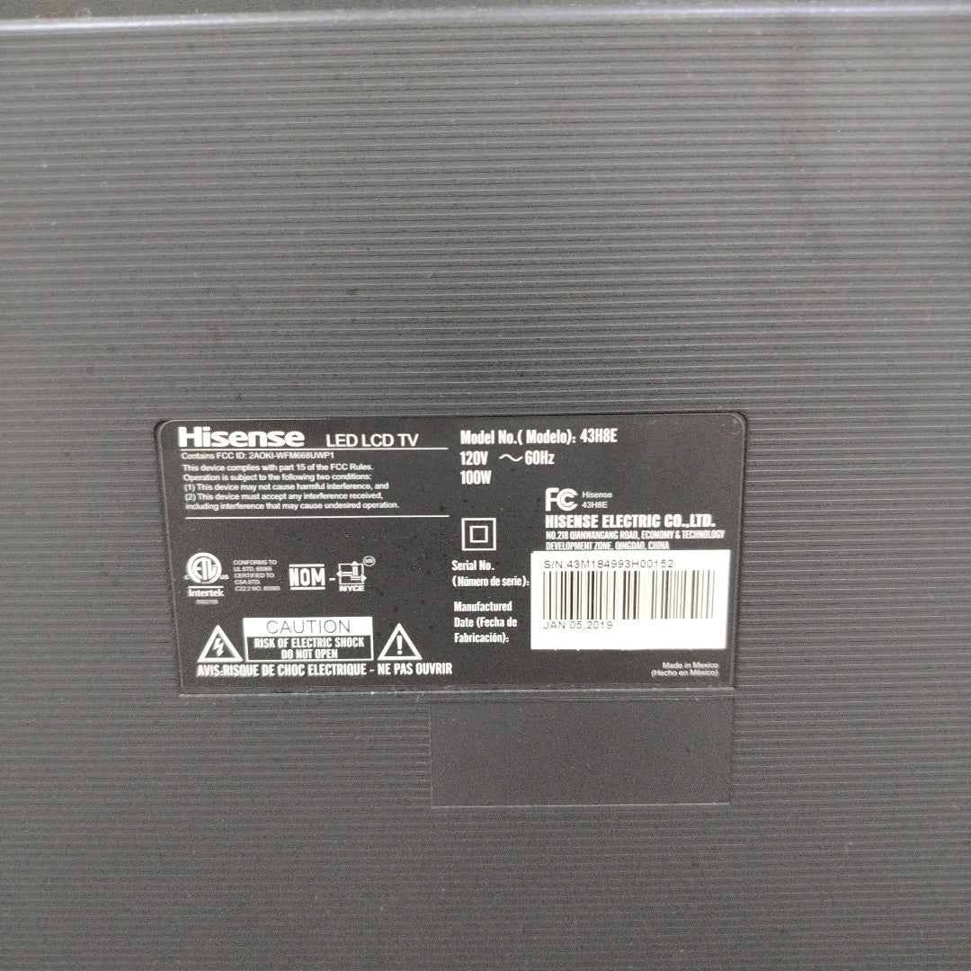 PANTALLA HISENSE 43H8E (2018) 43" LED 4K (SEMINUEVO)