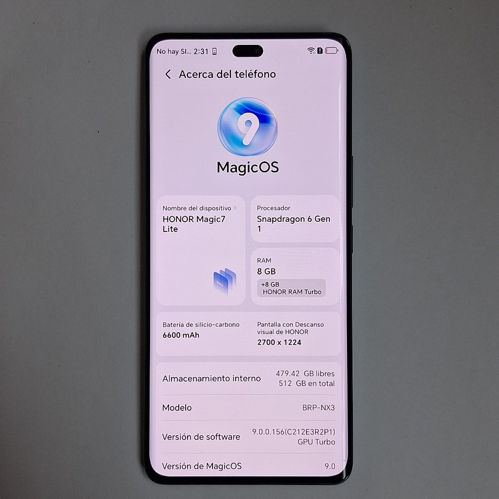 CELULAR HONOR MAGIC 7 LITE BRP-NX3 (2025) 512 GB 8 GB RAM (SEMINUEVO)