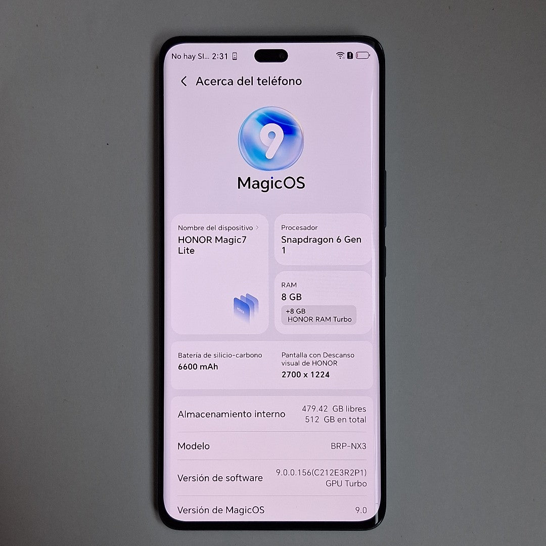 CELULAR HONOR MAGIC 7 LITE BRP-NX3 (2025) 512 GB 8 GB RAM (SEMINUEVO)