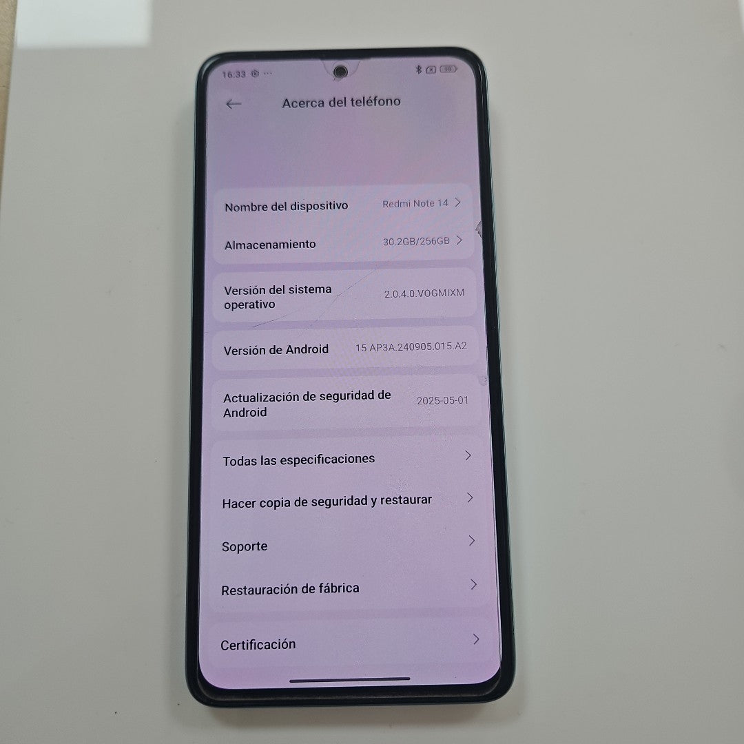 CELULAR XIAOMI REDMI NOTE 14 24117RN76L (2025) 256 GB 8 GB RAM (SEMINUEVO)