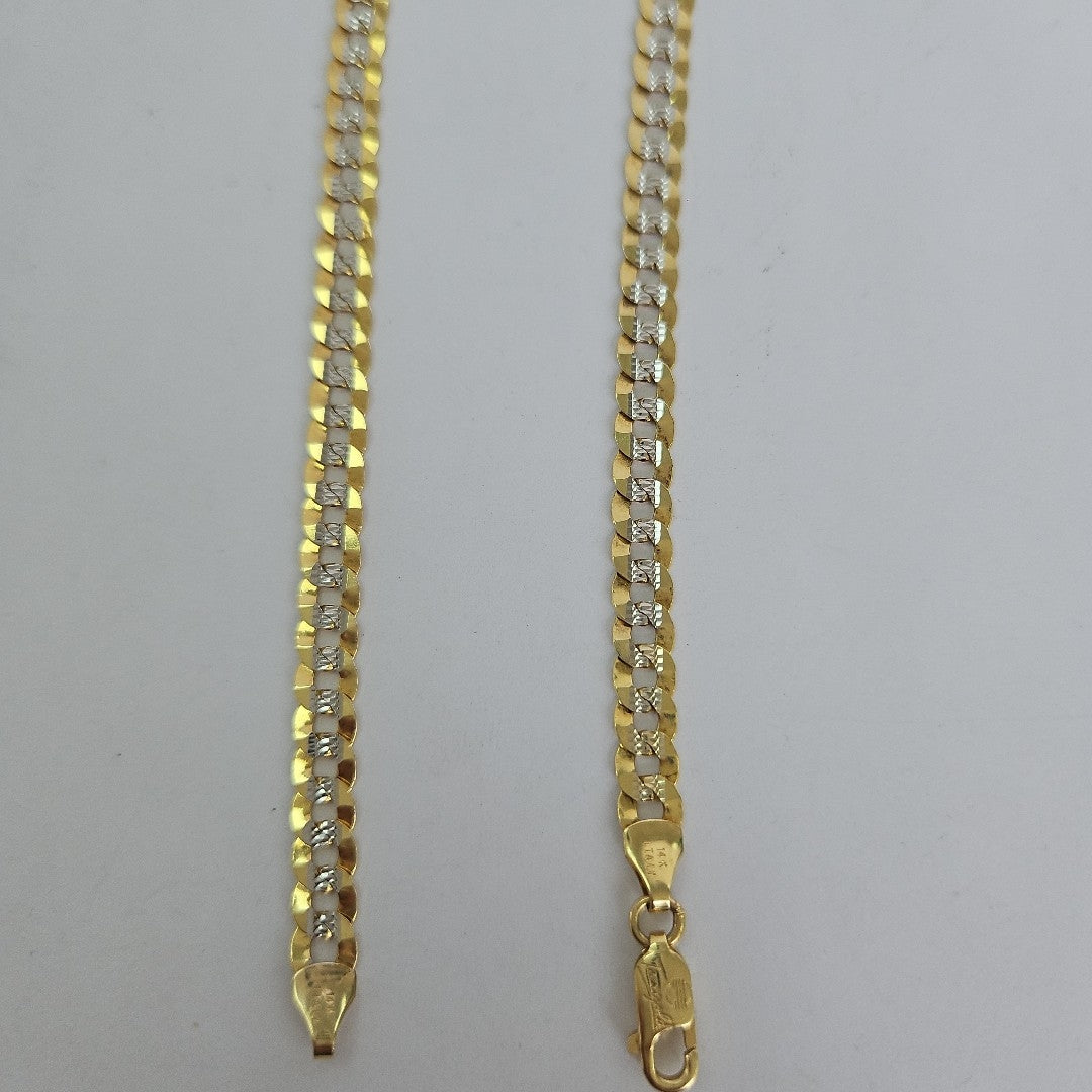 CADENAS BARBADA DIAMANTADA ORO 14K 14.3 (NUEVO)
