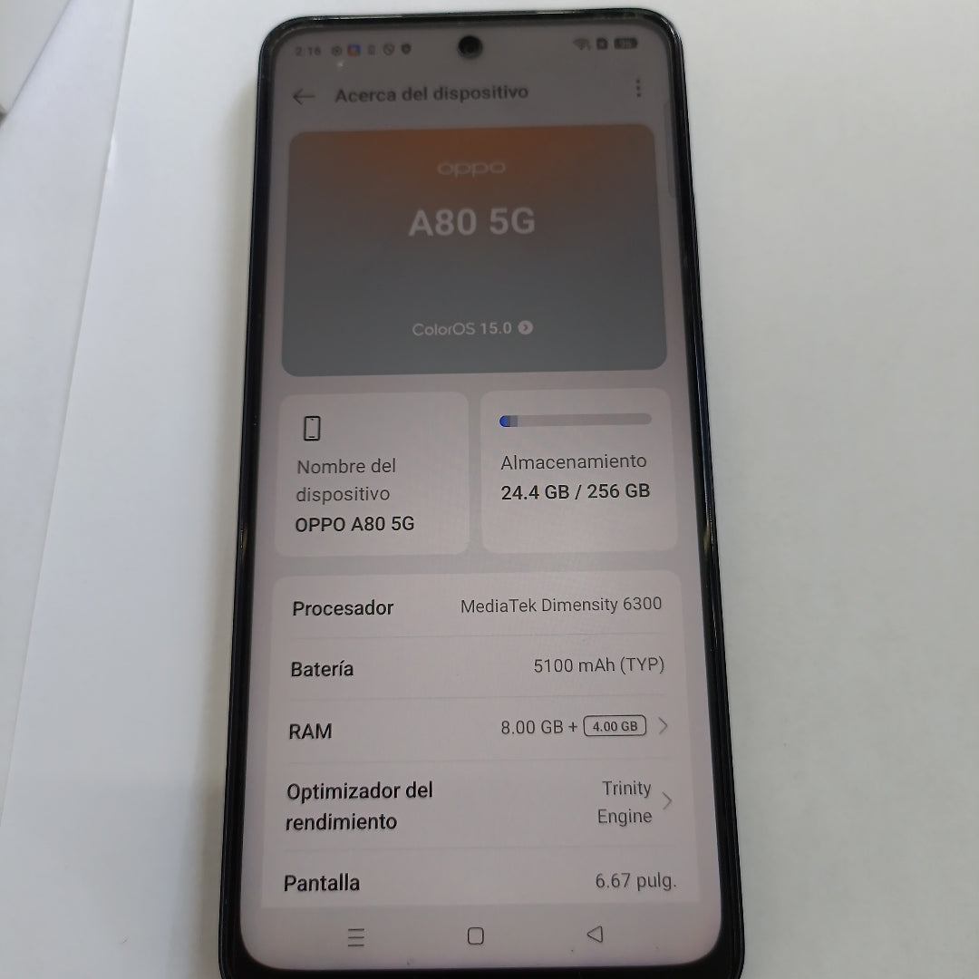 CELULAR OPPO  A80 5G CPH2639 (2024) 256 GB 8 GB RAM (SEMINUEVO)