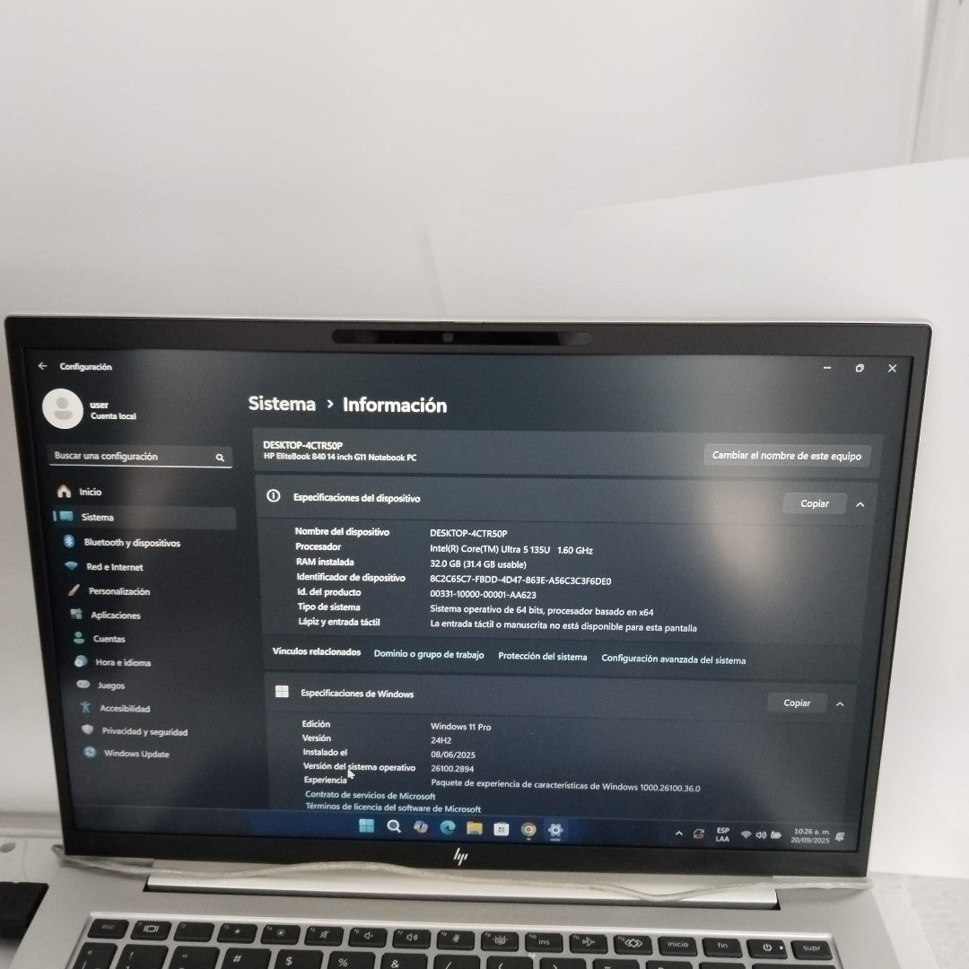 LAPTOP HP ELITEBOOK 840 G11 (2023) 512 GB SSD 32 GB RAM (SEMINUEVO)
