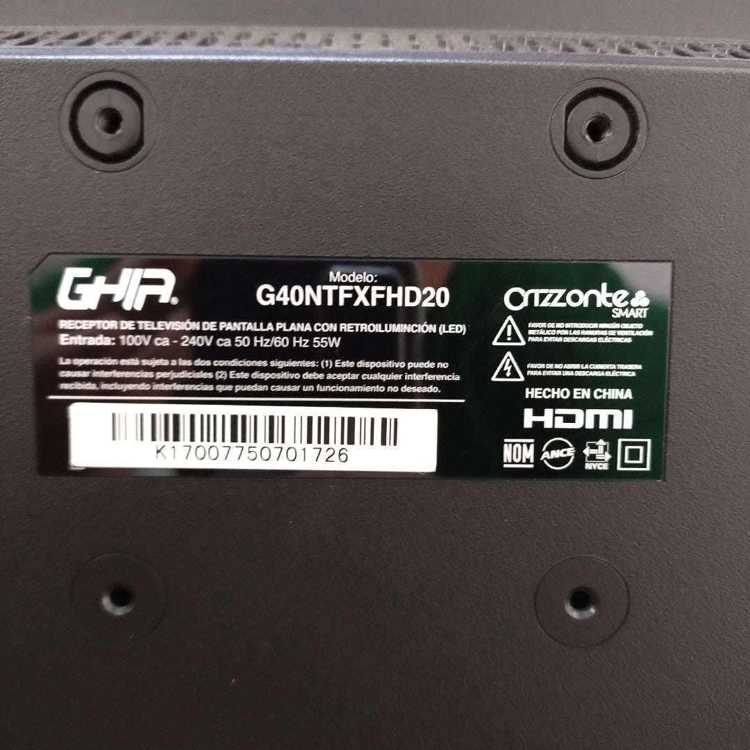 PANTALLA GHIA G40NTFXFHD20 (2021) 40" LED FULL HD (SEMINUEVO)