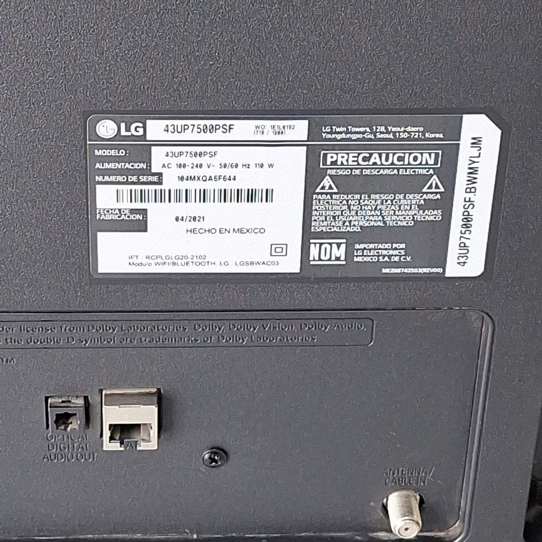 PANTALLA LG 43UP7500PSF (2021) 43" LED 4K (SEMINUEVO)