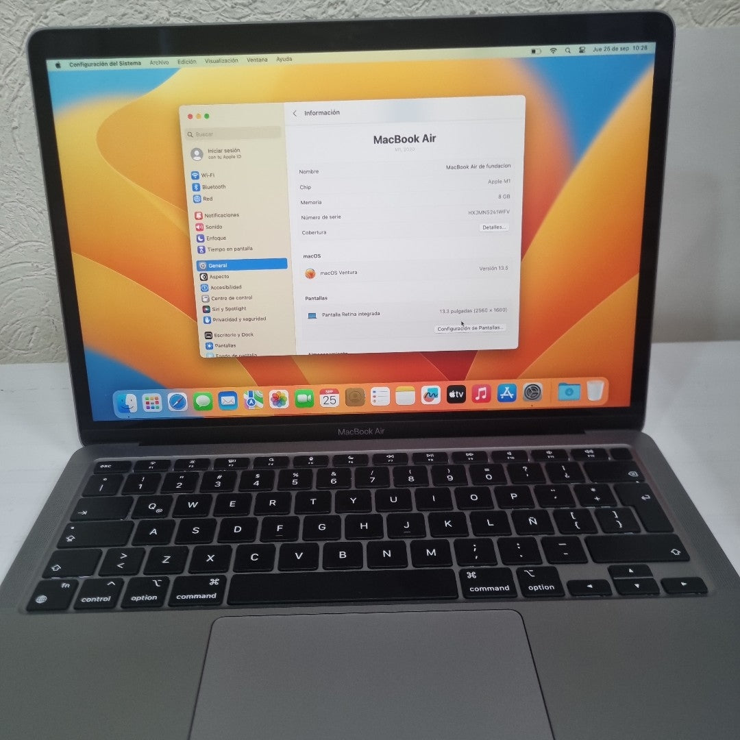 LAPTOP APPLE MACBOOK AIR 13" 2020 3.2 A2337 256 GB SSD 8 GB RAM (SEMINUEVO)