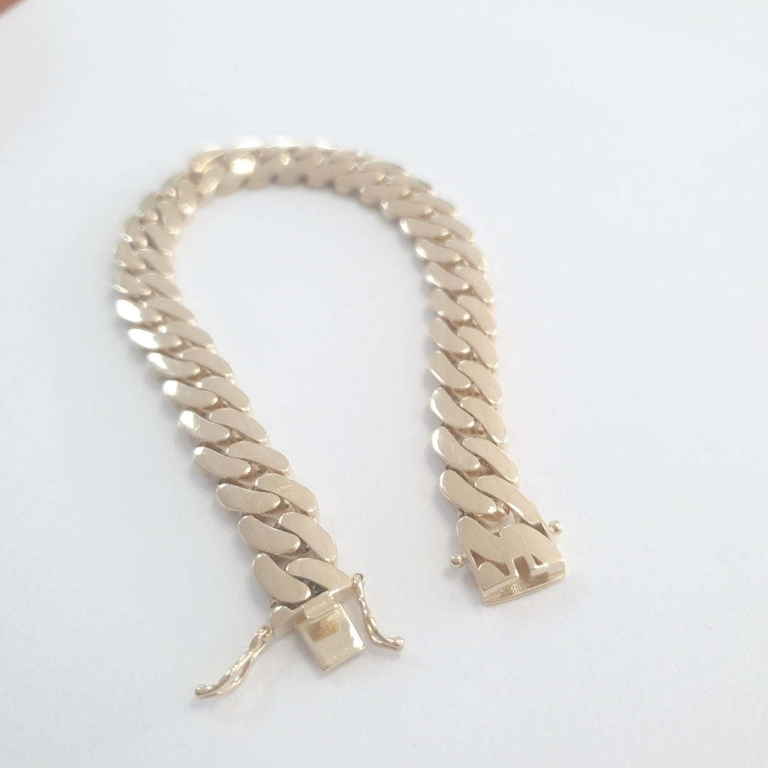 PULSERAS CABALLERO BARBADA AMARILLA ORO 14K 20.3 (NUEVO)