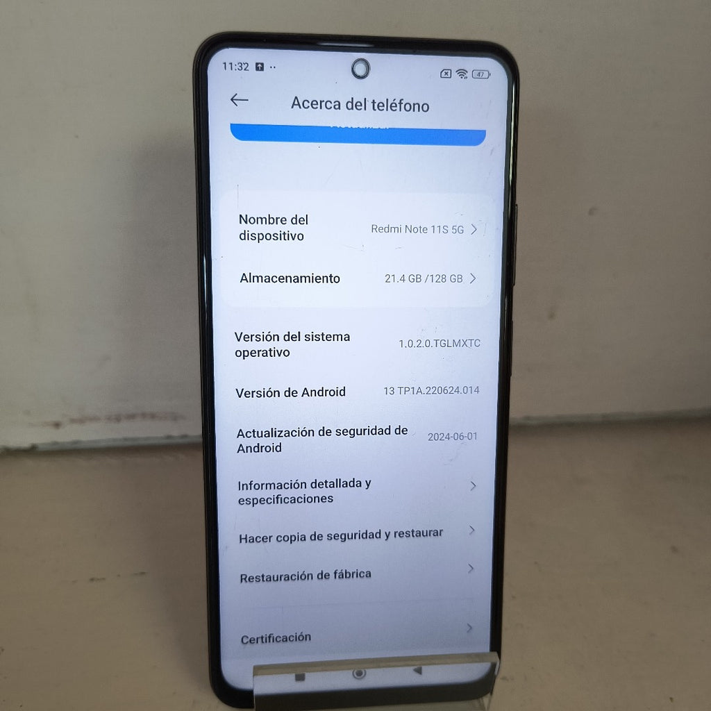 CELULAR XIAOMI REDMI NOTE 11S 5G 22031116BG 128 GB 4 GB RAM (SEMINUEVO)