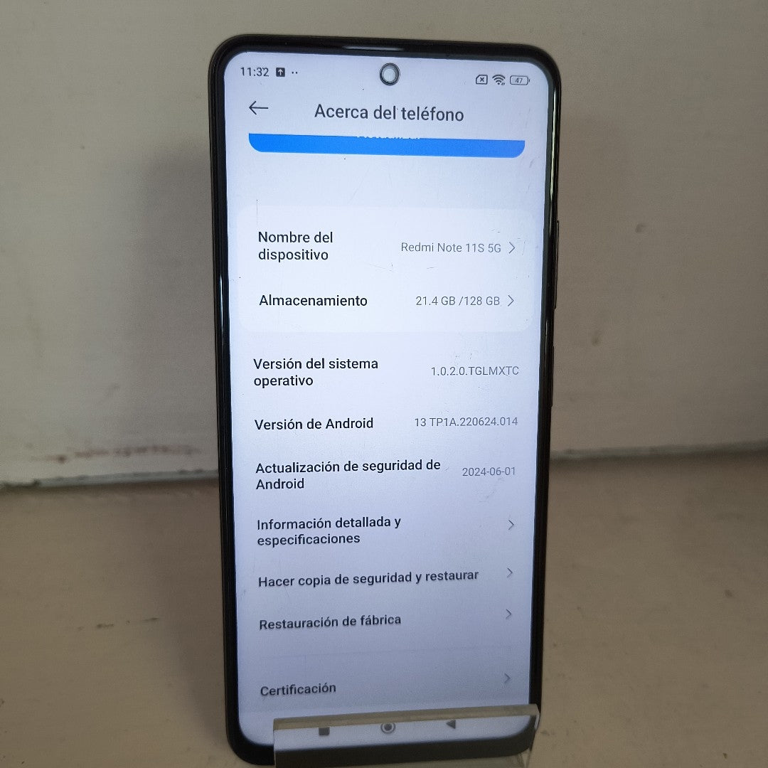 CELULAR XIAOMI REDMI NOTE 11S 5G 22031116BG 128 GB 4 GB RAM (SEMINUEVO)