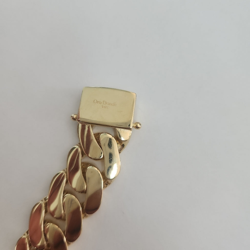 PULSERAS CABALLERO BARBADA AMARILLA ORO 14K 32.5 (NUEVO)