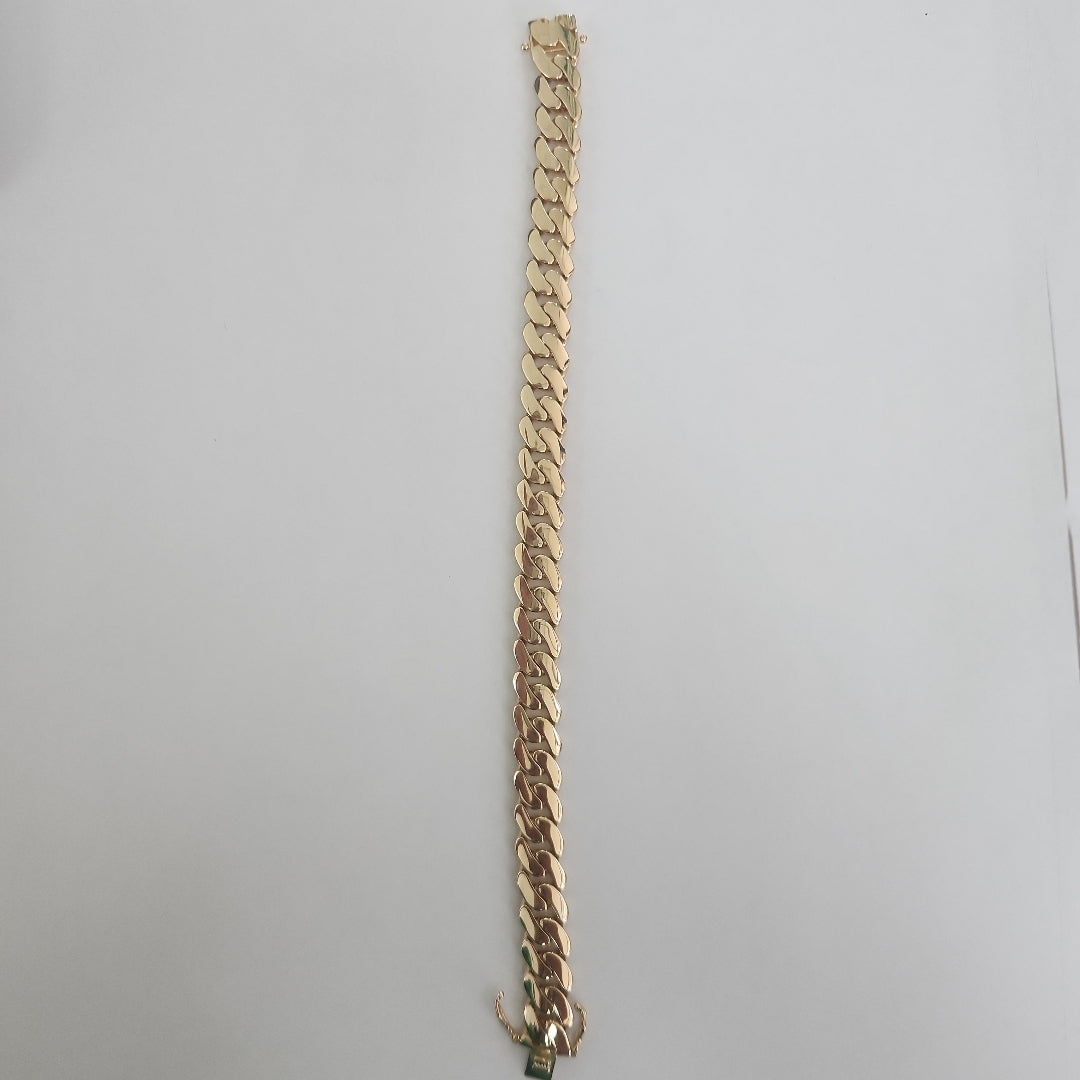 PULSERAS CABALLERO BARBADA AMARILLA ORO 14K 19.8 (NUEVO)