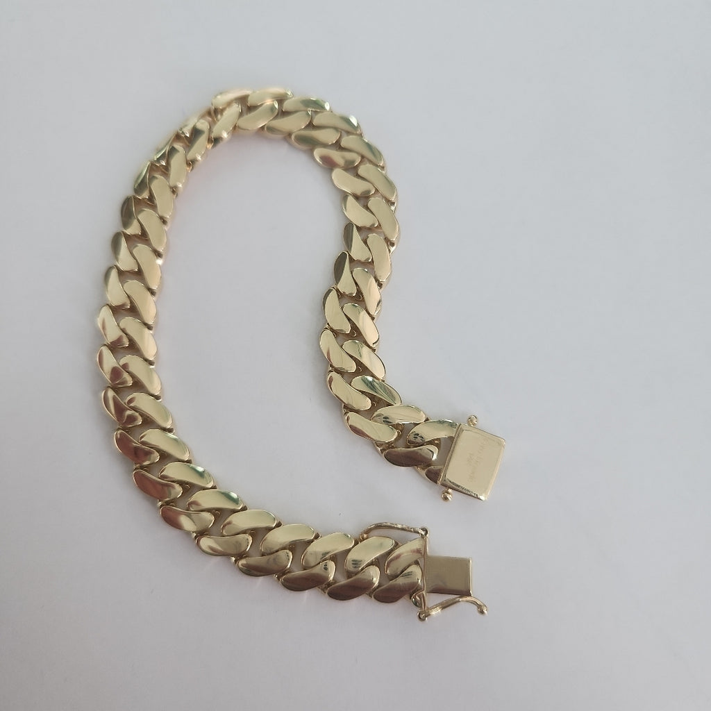 PULSERAS CABALLERO BARBADA AMARILLA ORO 14K 19.8 (NUEVO)