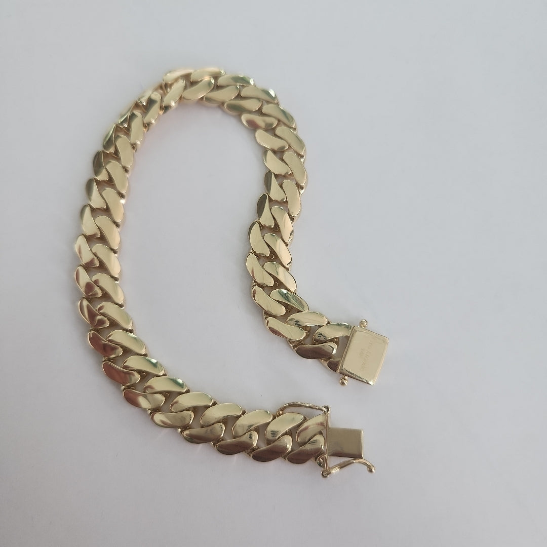 PULSERAS CABALLERO BARBADA AMARILLA ORO 14K 19.8 (NUEVO)