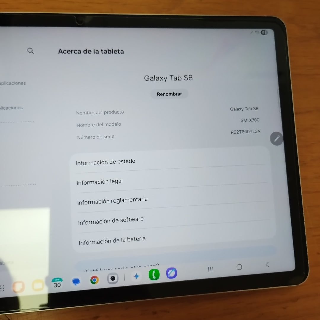 TABLETA SAMSUNG GALAXY TAB S8 SM-X700 256 GB 8 GB RAM (SEMINUEVO)