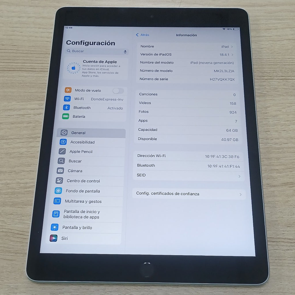 TABLETA APPLE IPAD 9 A2602 64 GB 3 GB RAM (SEMINUEVO)