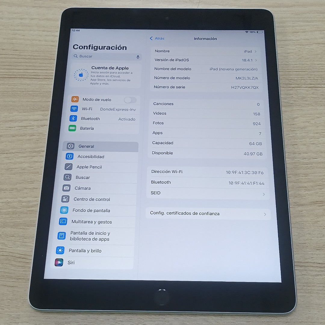 TABLETA APPLE IPAD 9 A2602 64 GB 3 GB RAM (SEMINUEVO)