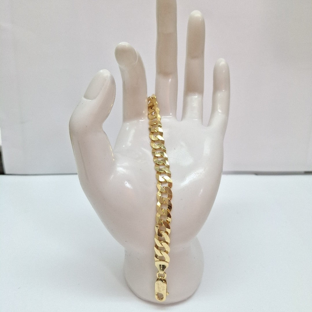 PULSERAS CABALLERO BARBADA AMARILLA ORO 14K 16 (NUEVO)