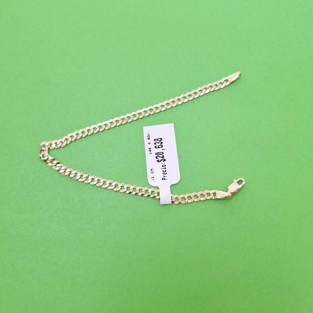 PULSERAS CABALLERO BARBADA AMARILLA ORO 14K 4.8 (NUEVO)