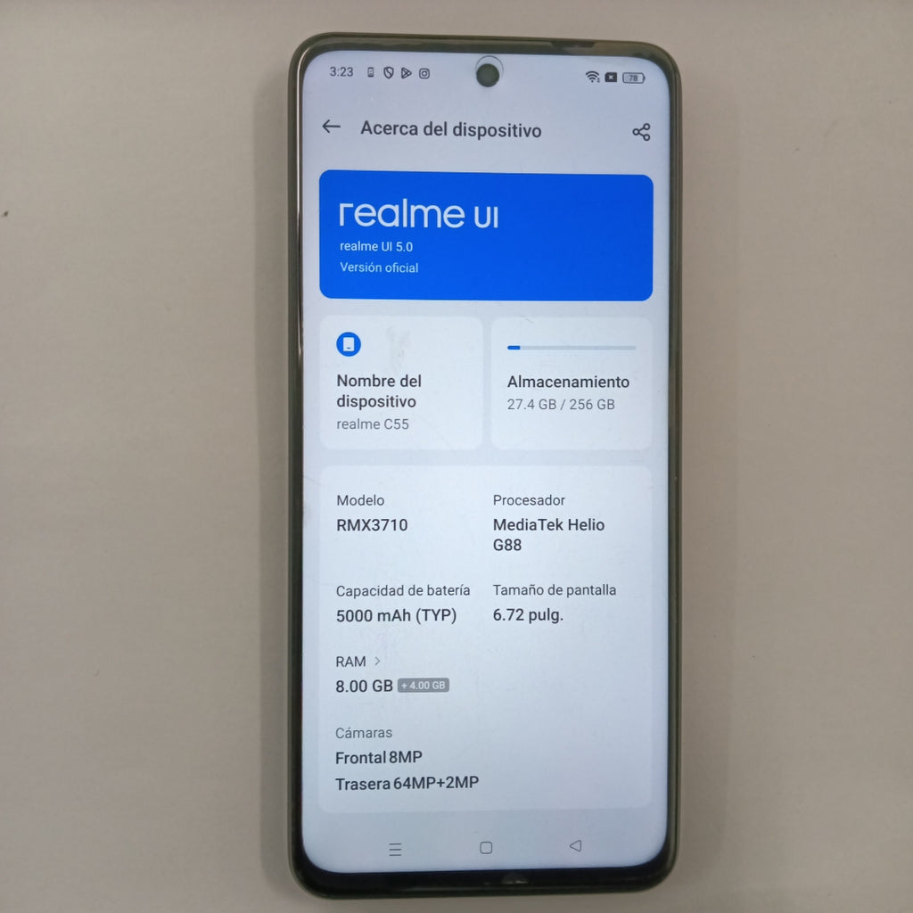 CELULAR REALME C55 RMX3710 (2023) 256 GB 8 GB RAM (SEMINUEVO)