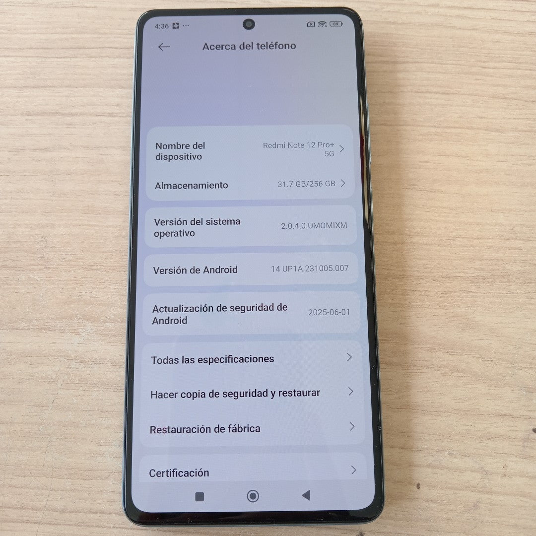 CELULAR XIAOMI REDMI NOTE 12 PRO+ 22101316UG (2022) 256 GB 8 GB RAM (SEMINUEVO)