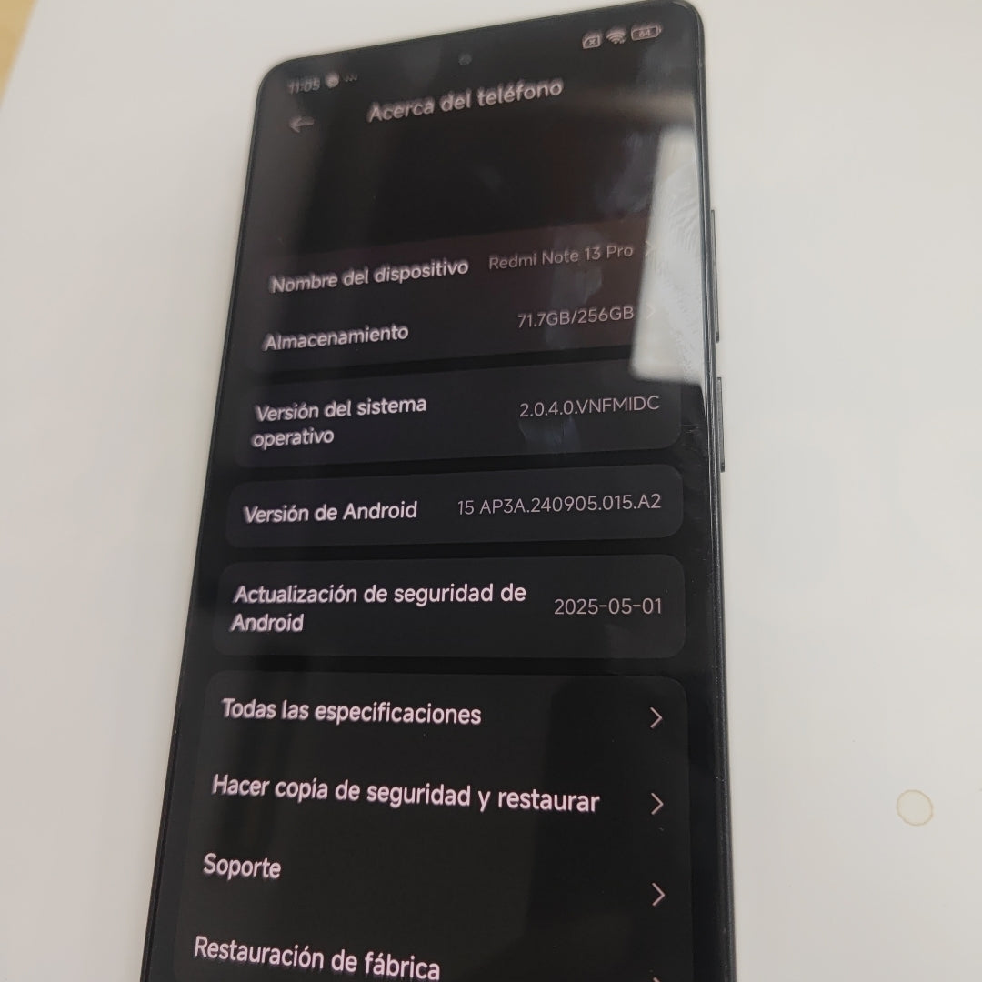 CELULAR XIAOMI REDMI NOTE 13 PRO 23117RA68G (2023) 256 GB 8 GB RAM (SEMINUEVO)