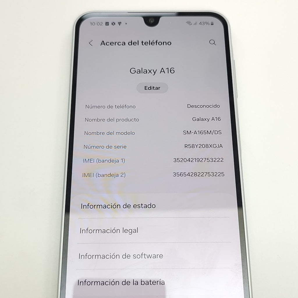 CELULAR SAMSUNG GALAXY A16 SM-A165M (2024) 128 GB 6 GB RAM (SEMINUEVO)
