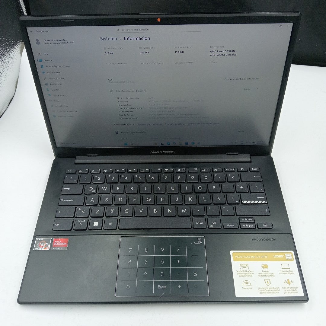 LAPTOP ASUS E1404FA-NK209W (2024) 512 GB SSD 16 GB RAM (SEMINUEVO)