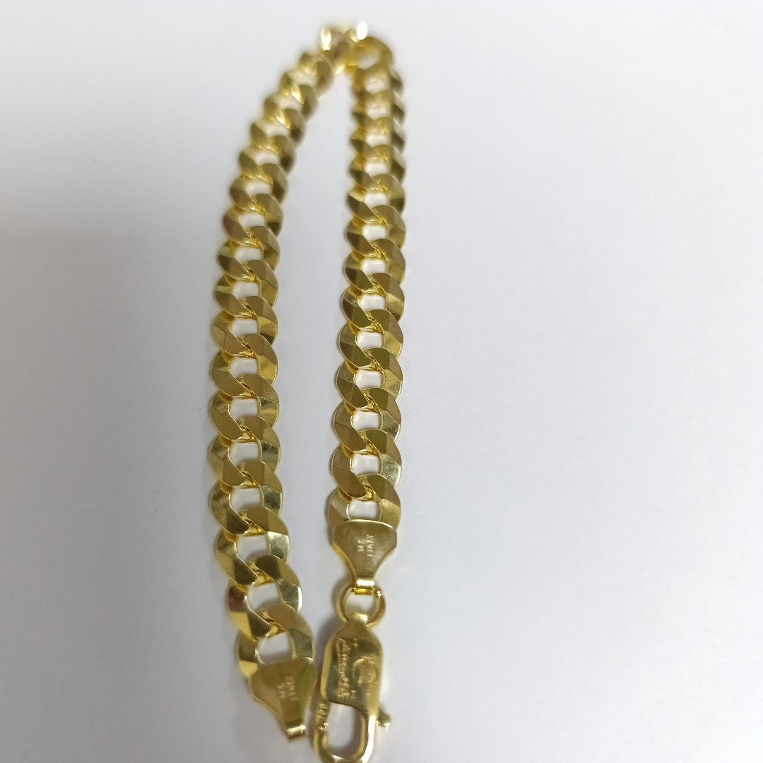 PULSERAS CABALLERO BARBADA AMARILLA ORO 14K 16 (NUEVO)