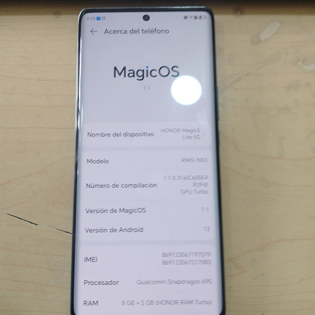 CELULAR HONOR MAGIC 5 LITE RMO-NX3 256 GB 8 GB RAM (SEMINUEVO)