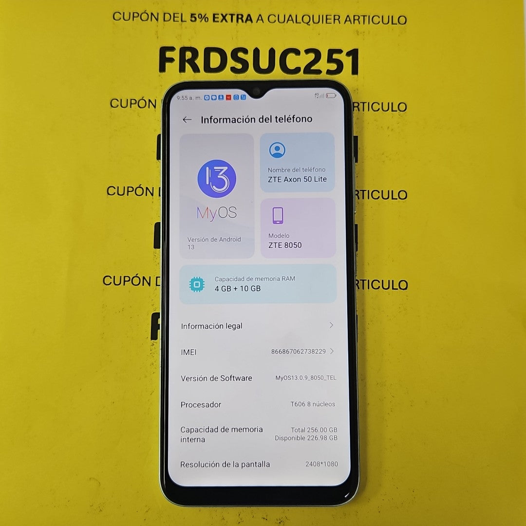 CELULAR ZTE AXON 50 LITE 8050 (2023) 256 GB 4 GB RAM (SEMINUEVO)