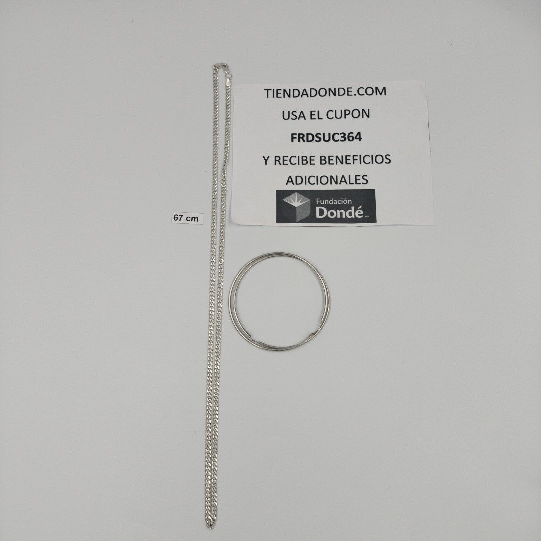 ARRACADAS PAR,CADENA PLATA 23,20 GRMS (SEMINUEVO)