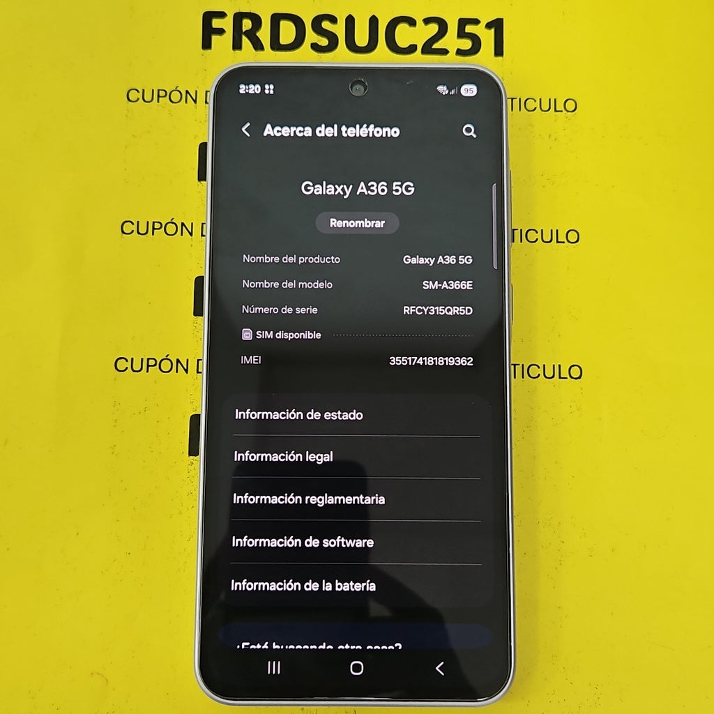 CELULAR SAMSUNG GALAXY A36 5G SM-A366E (2025) 128 GB 6 GB RAM