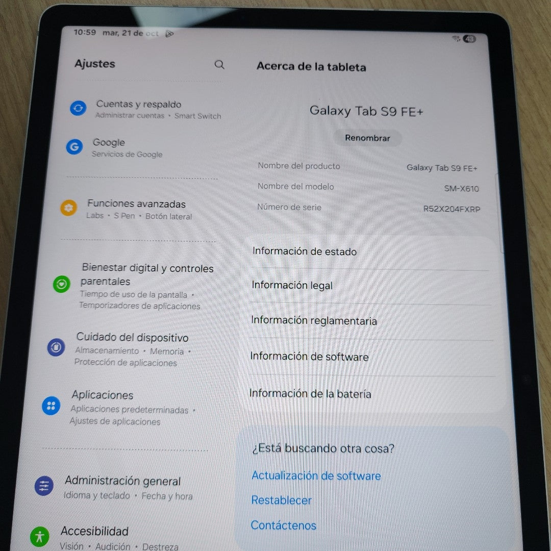 TABLETA SAMSUNG GALAXY TAB S9 FE+ SM-X610 (2023) 256 GB 12 GB RAM