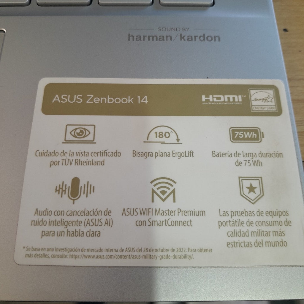 LAPTOP ASUS ZENBOOK 14 UX3402VA-KP555W (2023) 1 TB SSD 16 GB RAM (SEMINUEVO)