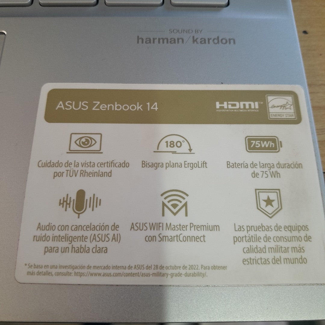 LAPTOP ASUS ZENBOOK 14 UX3402VA-KP555W (2023) 1 TB SSD 16 GB RAM (SEMINUEVO)
