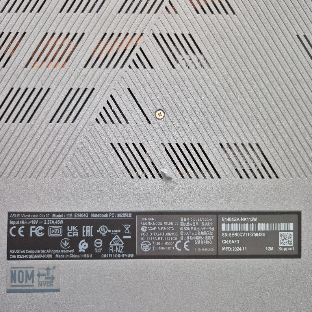 LAPTOP ASUS VIVOBOOK GO 14 E1404GA-NK113W (2024) 512 GB SSD 8 GB RAM (SEMINUEVO)